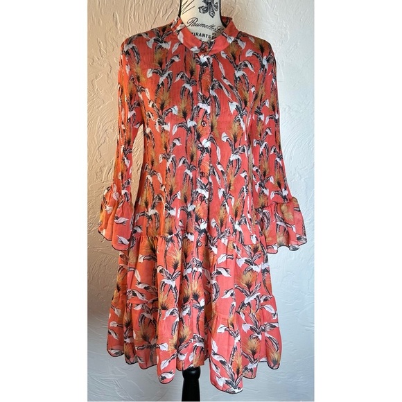 Lindi Women’s Vintage Boho Floral Long Sleeve Tunic Blouse Dress, size Large - Picture 3 of 9